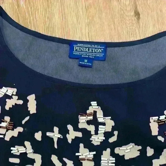 Pendleton beaded blue blouse - Picture 2 of 9